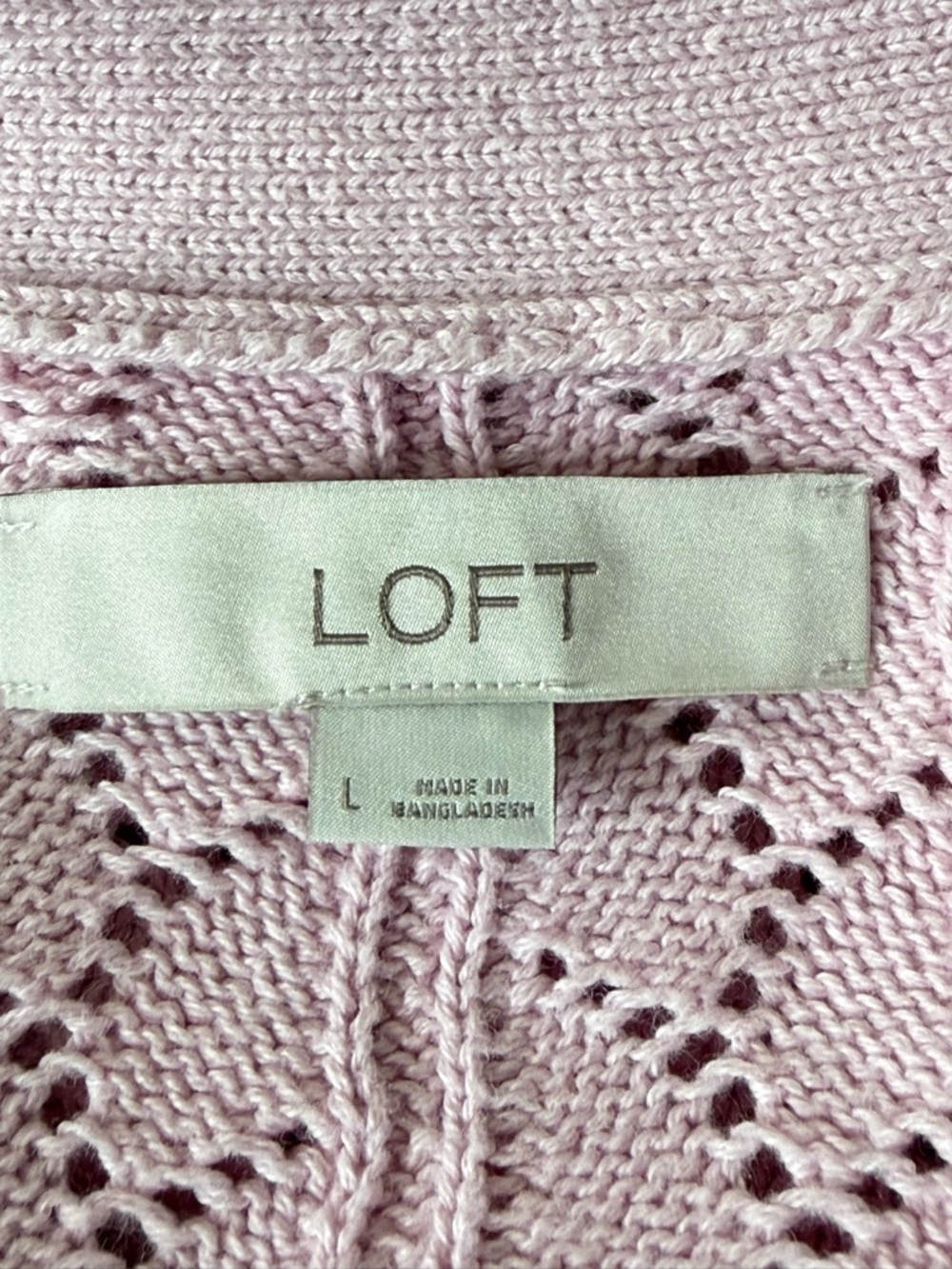 Loft Pink Cropped Pointelle Knit Cardigan Sweater Size Large 54494 - Picture 13 of 15